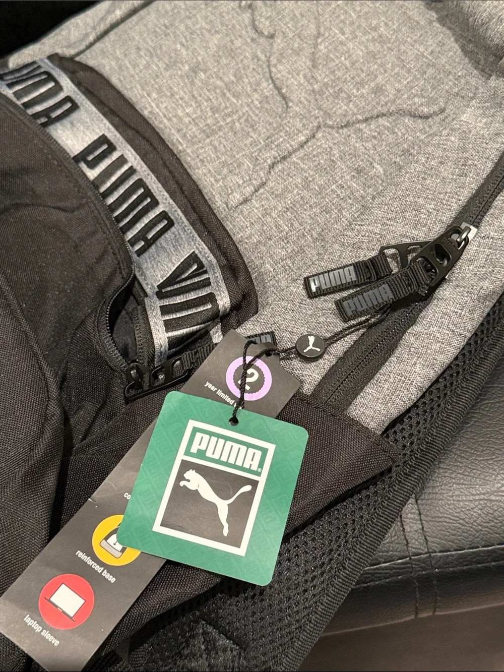 Puma Gray Two-Tone Logo Backpack